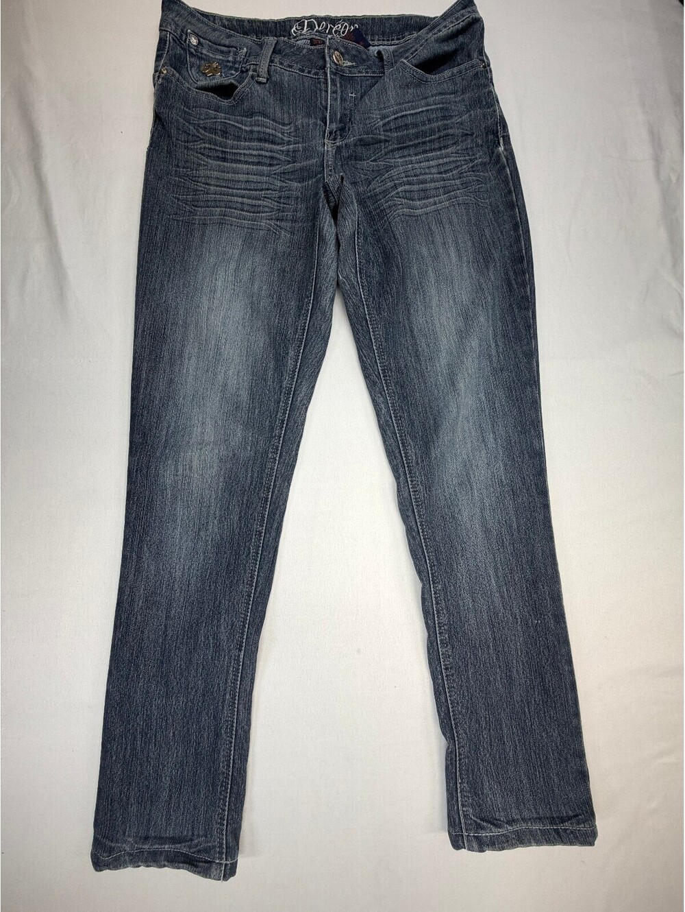 Vintage Dereon Women's Straight Jeans Mid Rise Whiskering  Size 9 Blue
